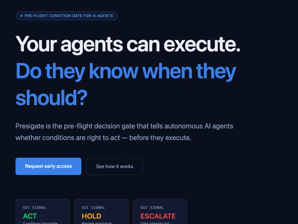 Presigate website hero